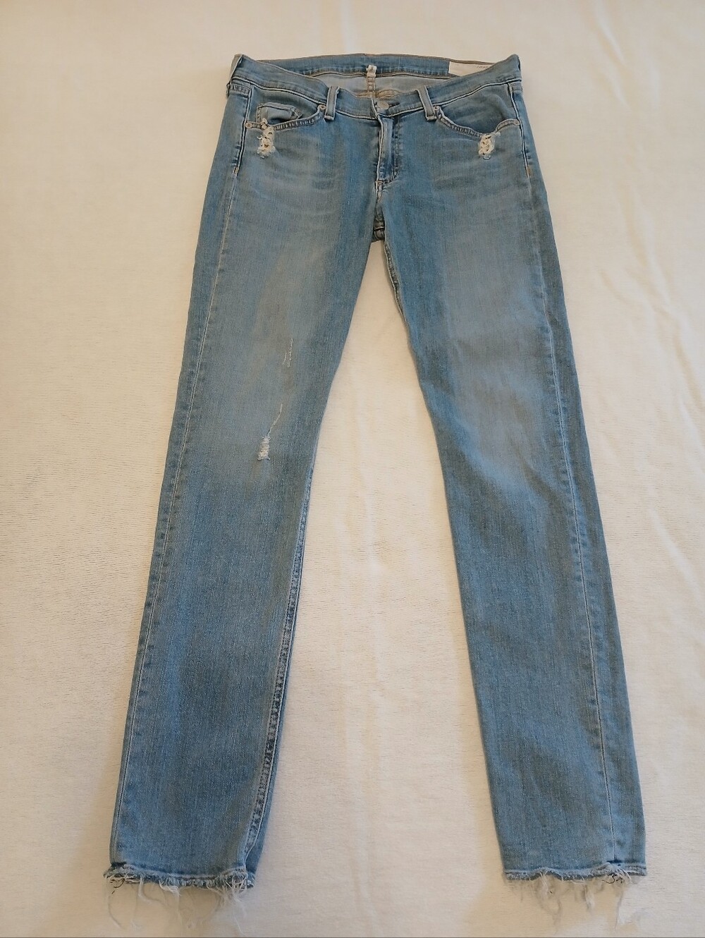rag & bone 30 Everton Women’s Blue Skinny Jeans - Distressed Mid Wash Revolve - Picture 6 of 16